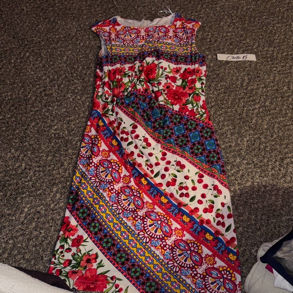 NWT Chetta B Multicolor Geometric and Floral Dress
